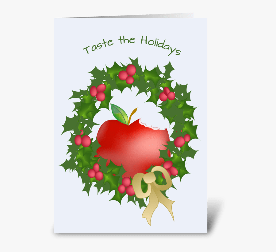Apple And Wreath - Greeting Card, Transparent Clipart