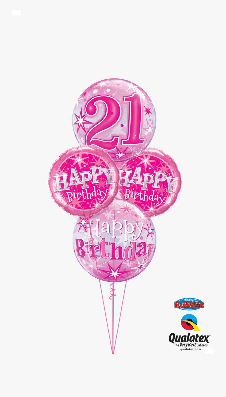 Pink Happy 21st Birthday, Transparent Clipart