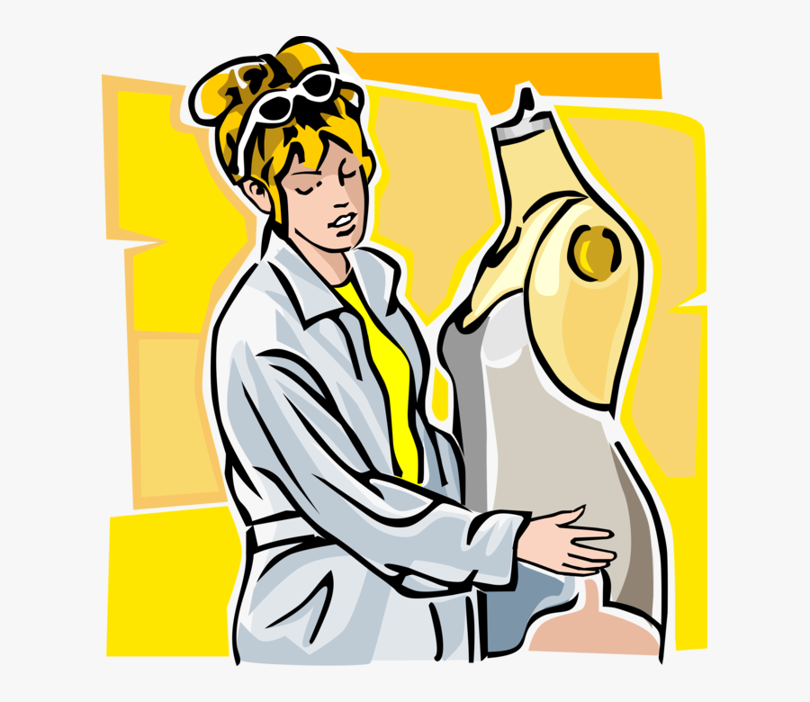 Vector Illustration Of Fashion Industry Designer Dressmaker - Tailor, Transparent Clipart