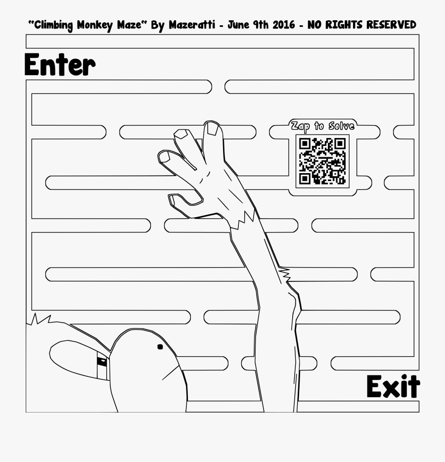 Climbing Monkey Coloring Maze Clip Arts - Coloring Book, Transparent Clipart