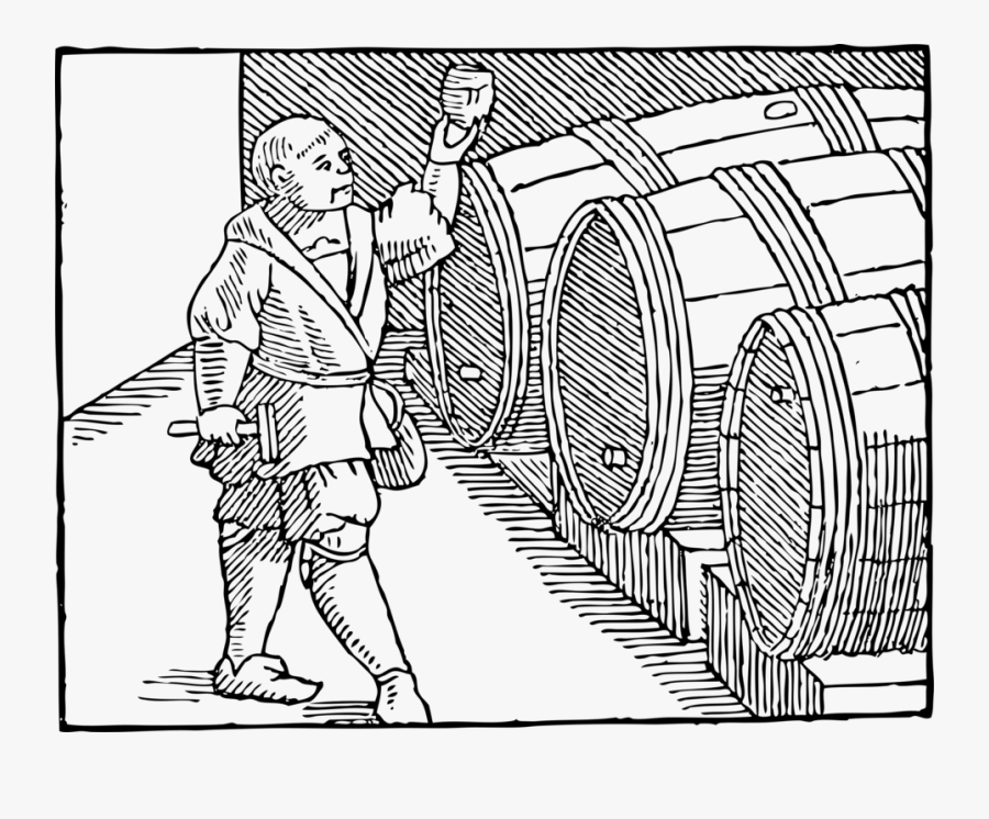 Tasting The Wine - Line Art, Transparent Clipart