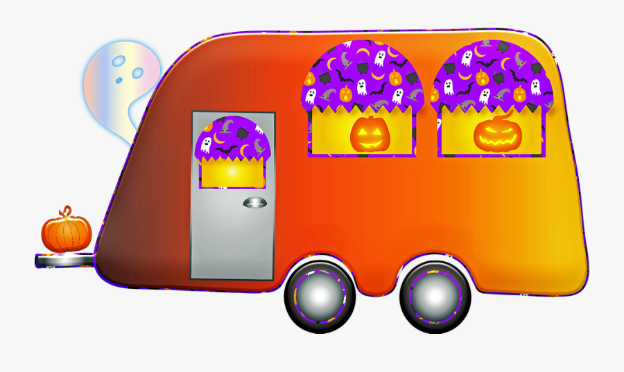 Halloween Travel Trailer, Halloween, Ghost - Illustration, Transparent Clipart