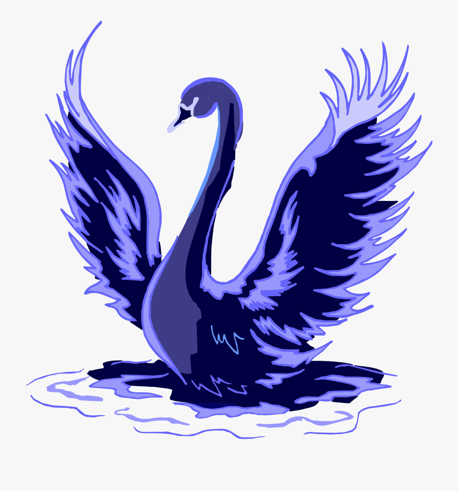 Stylized Blue Swan - Clipart Cartoon Swan, Transparent Clipart
