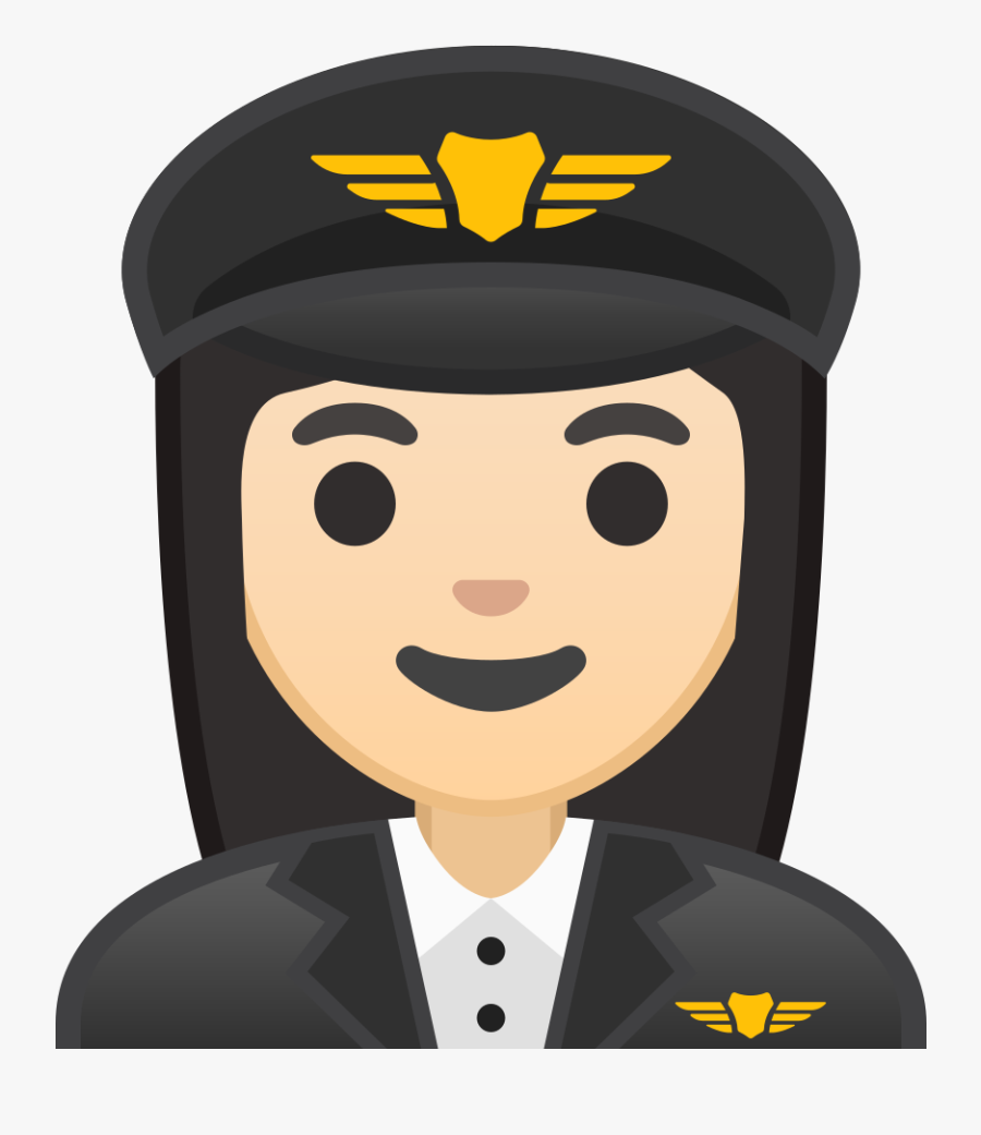 Woman Pilot Light Skin Tone Icon - Emoji Piloto, Transparent Clipart