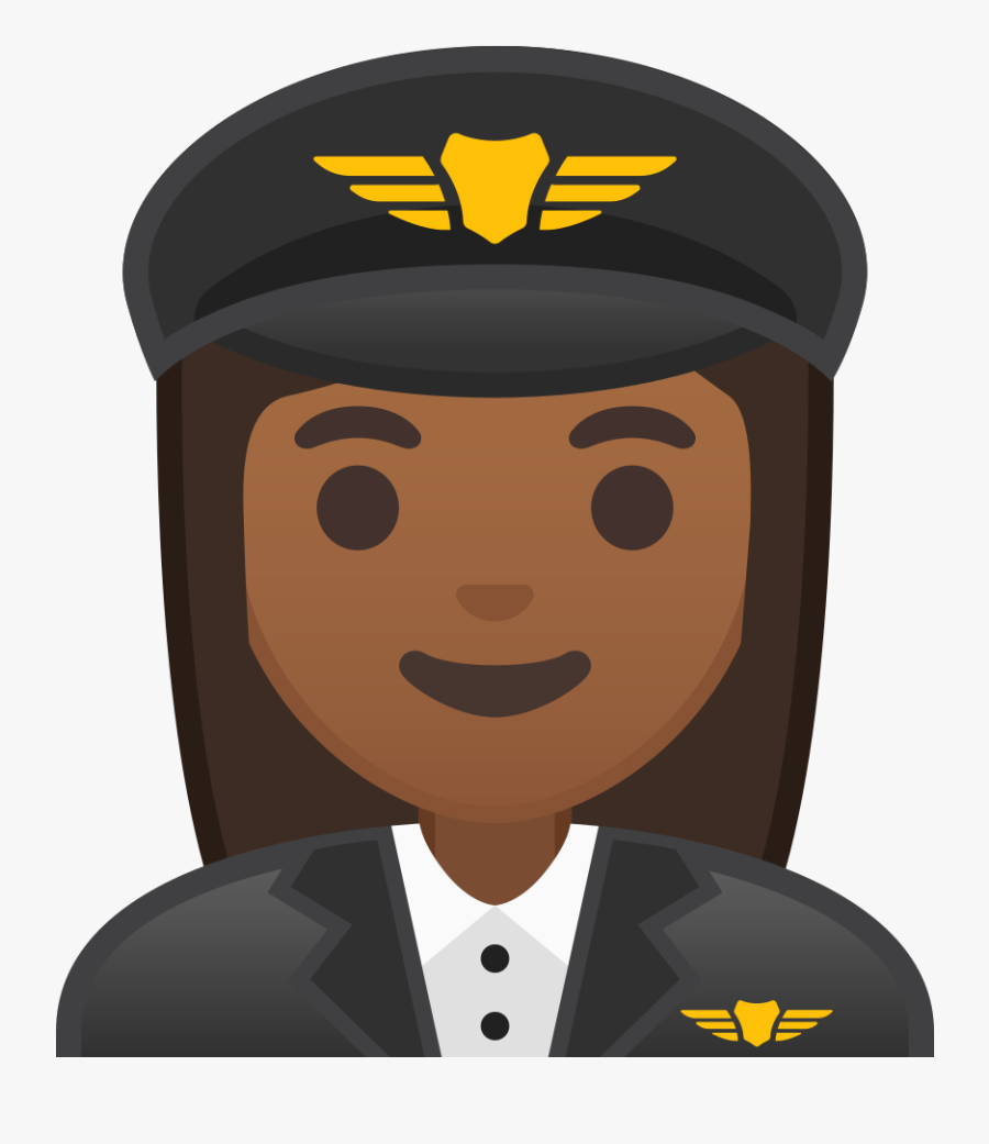 Woman Pilot Medium Dark Skin Tone Icon - Emoji Piloto, Transparent Clipart