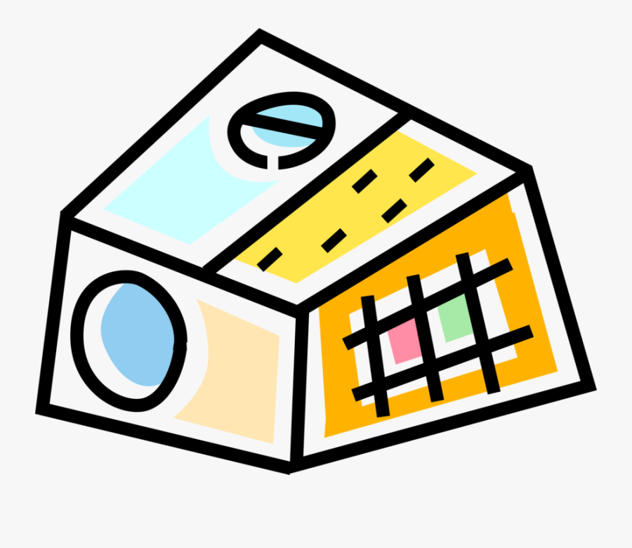 Vector Illustration Of Writing Instrument Pencil Sharpener - Outline Rubik's Cube Icon, Transparent Clipart