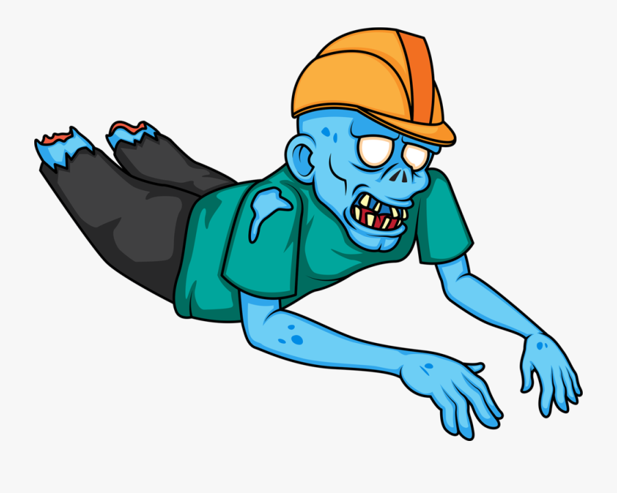 Zombie-6 - Zombie Construction Worker Cartoon, Transparent Clipart