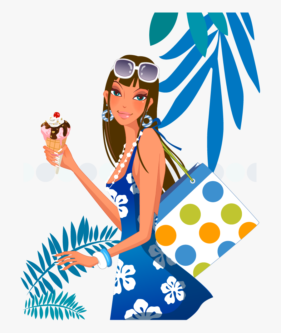 Transparent Fashion Clipart - Shopping Girl Vector, Transparent Clipart