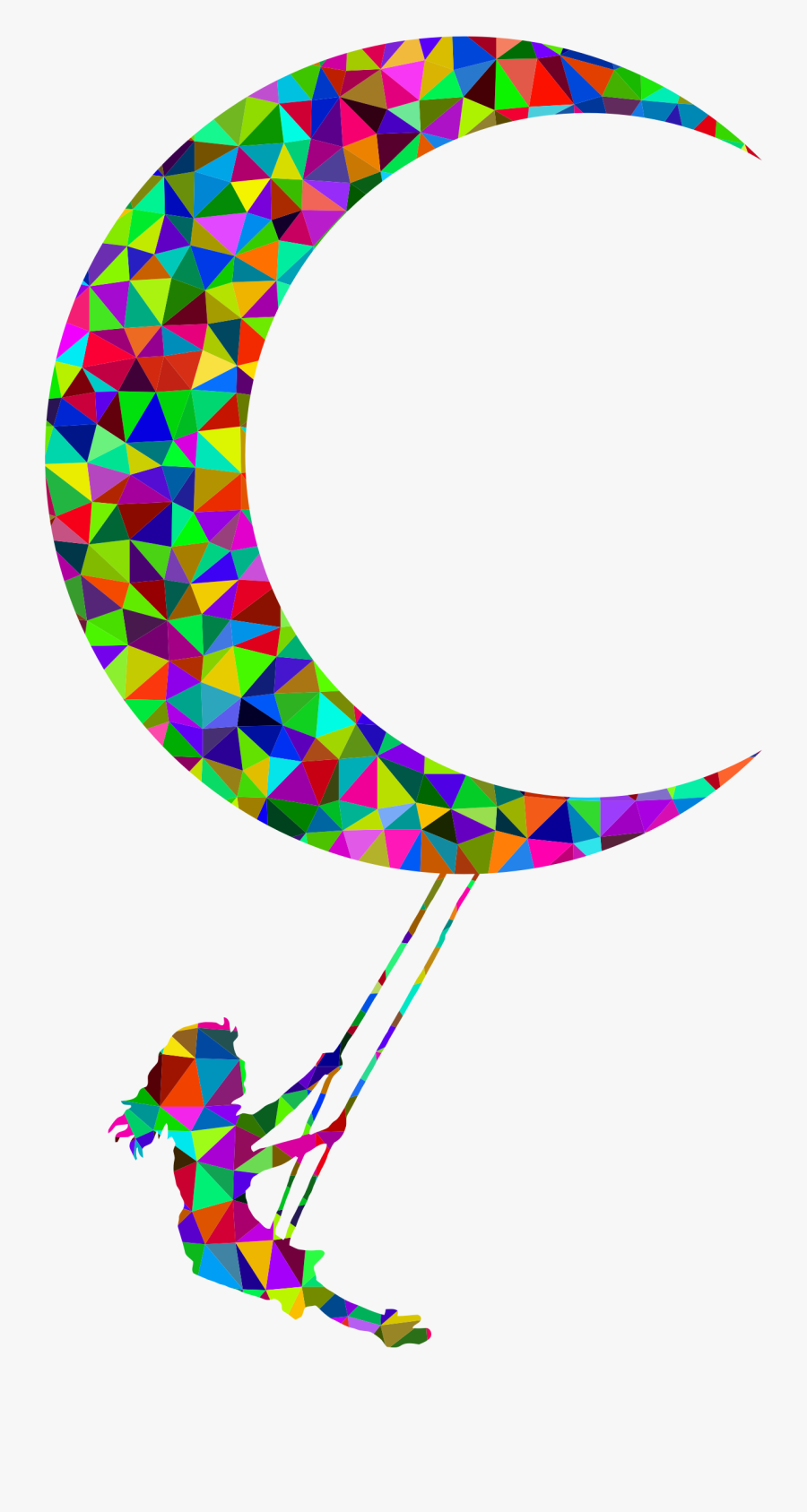 Low Poly Prismatic Lunar Swing Clip Arts - Prismatic Moon, Transparent Clipart