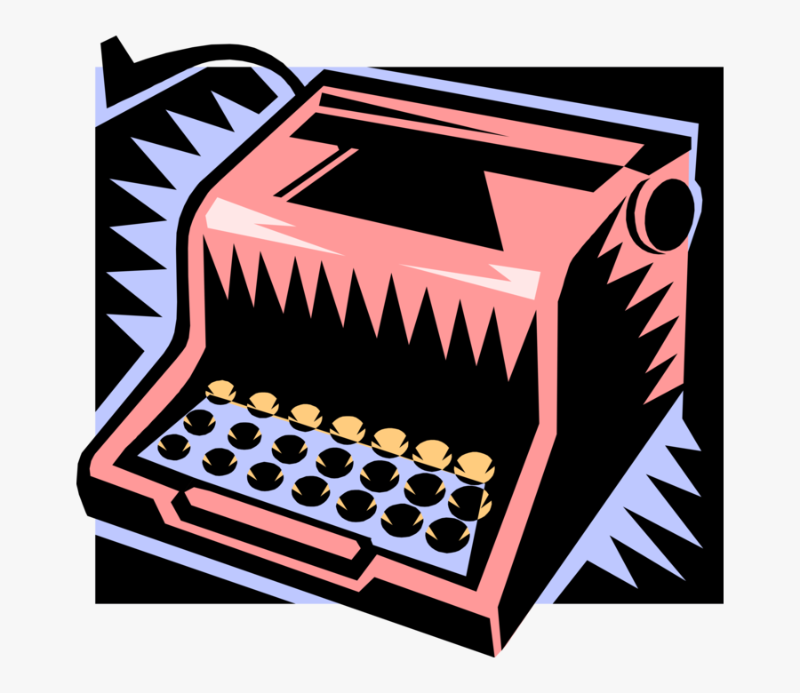 Vector Illustration Of Typewriter Mechanical Machine - Typewriter, Transparent Clipart