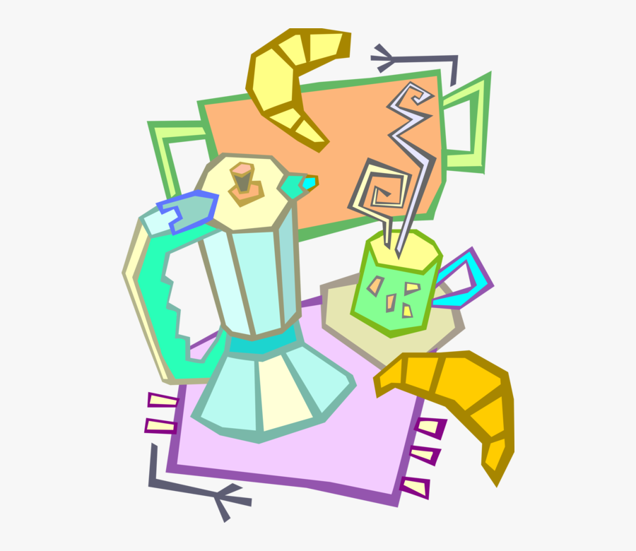 Vector Illustration Of Coffee Pot And Morning Coffee, Transparent Clipart