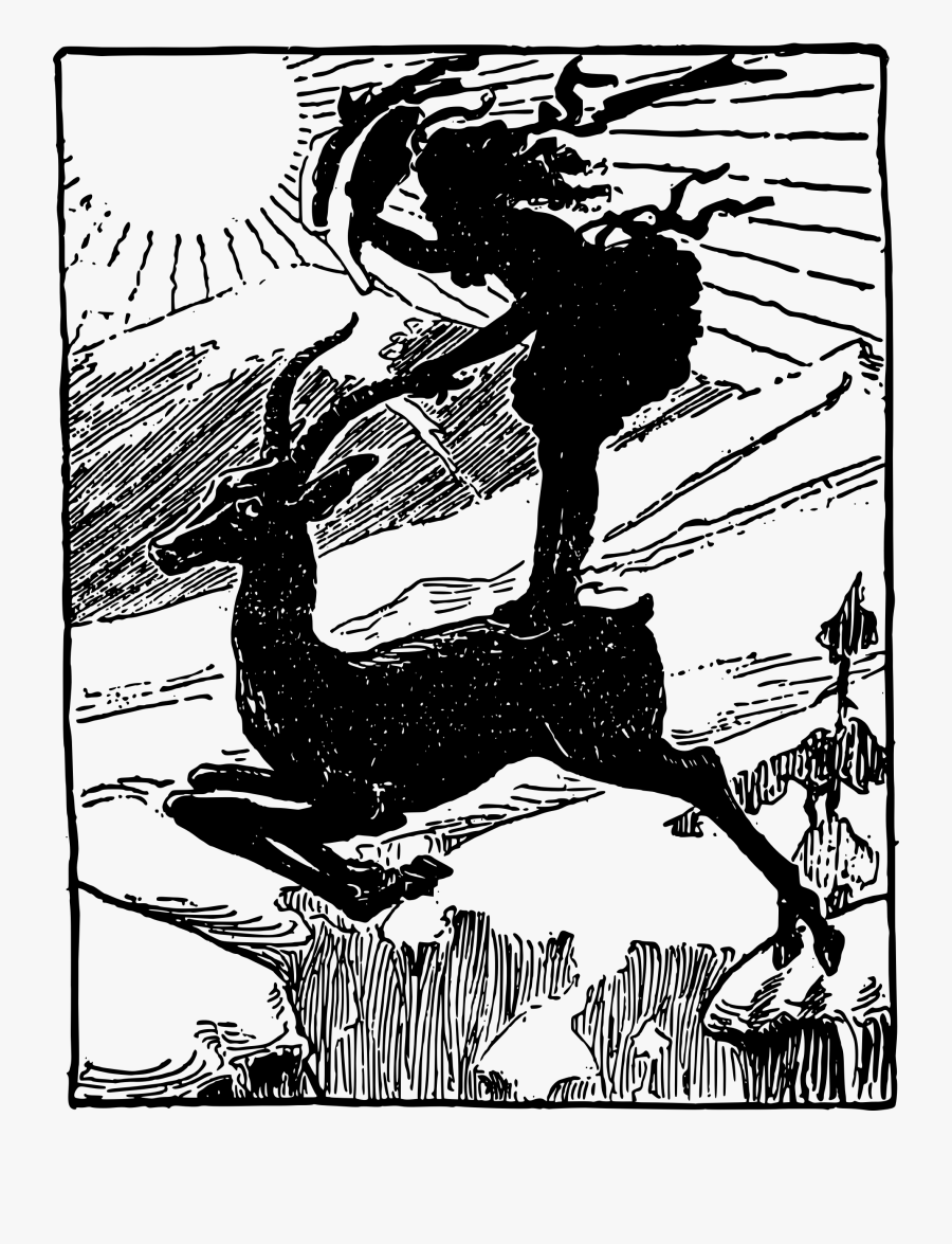 Girl On A Deer Clip Arts - Illustration, Transparent Clipart