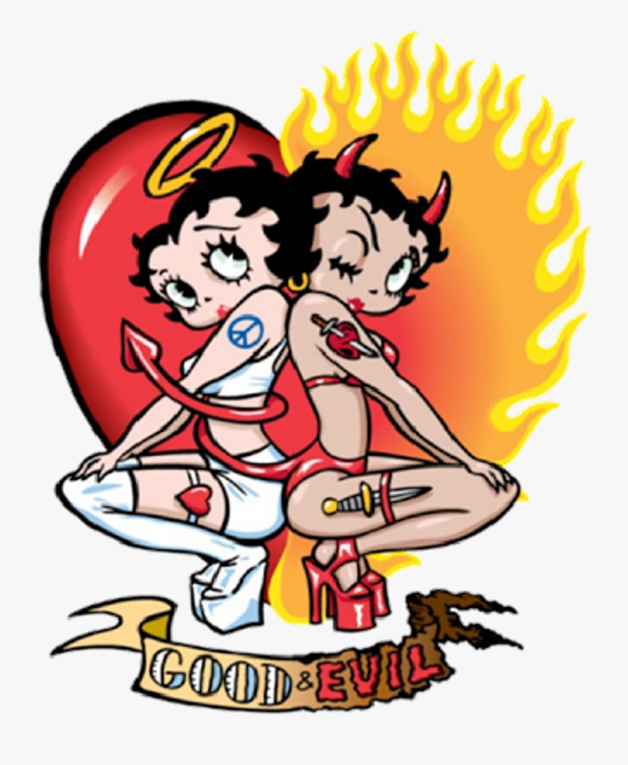 Angel Clipart Betty Boop - Betty Boop Angel And Devil, Transparent Clipart