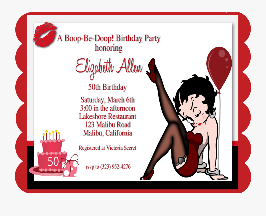Tarjeta De Invitacion 50 Años Betty Boop, Transparent Clipart