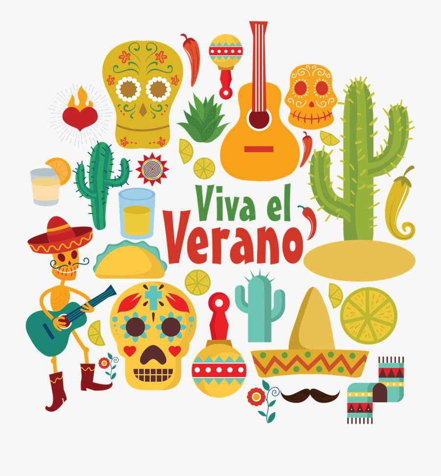 Mexico Guitar Cactus Free Picture - Dibujos De Viva Mexico, Transparent Clipart