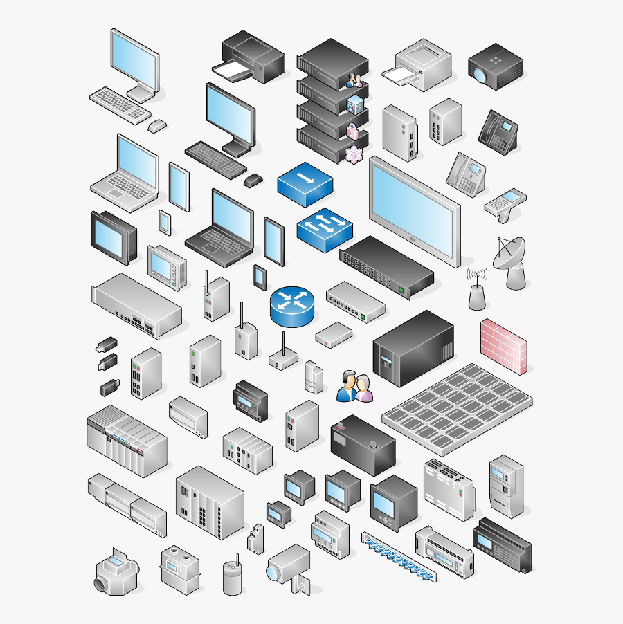 Network Diagram Clipart - Visio Stencil Network 3d, Transparent Clipart