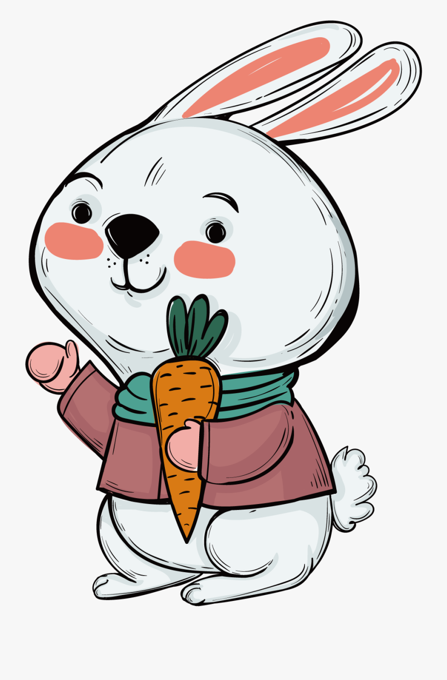 Easter Bunny Rabbit Illustration - Kelinci Dan Wortel Kartun, Transparent Clipart