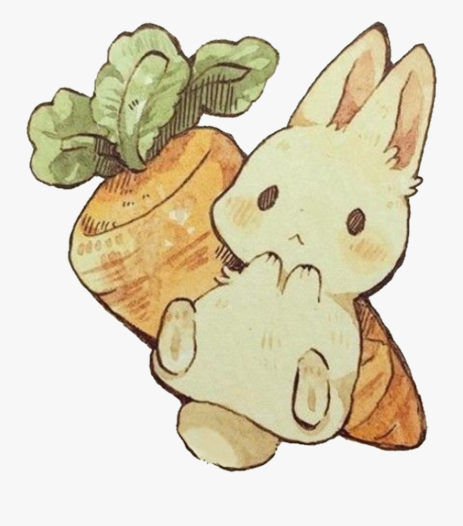 Transparent Bunny With Carrot Clipart - Rabbit Anime Png, Transparent Clipart