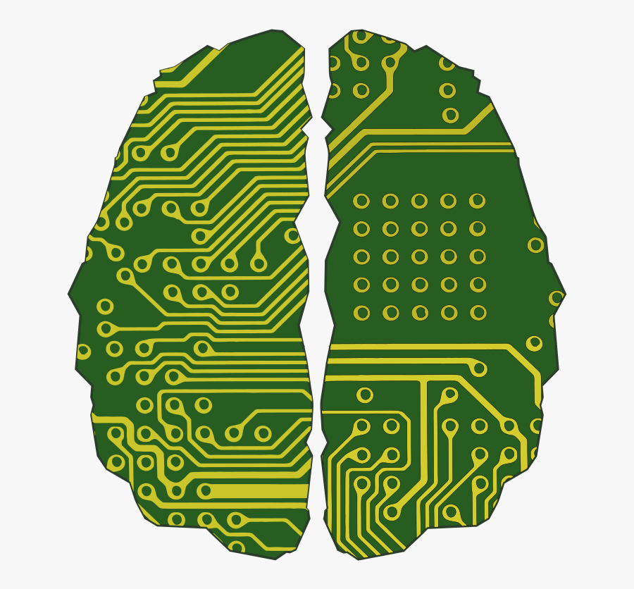 Cybernetic Brain Circuit Colour - Free Circuit Board Brain, Transparent Clipart