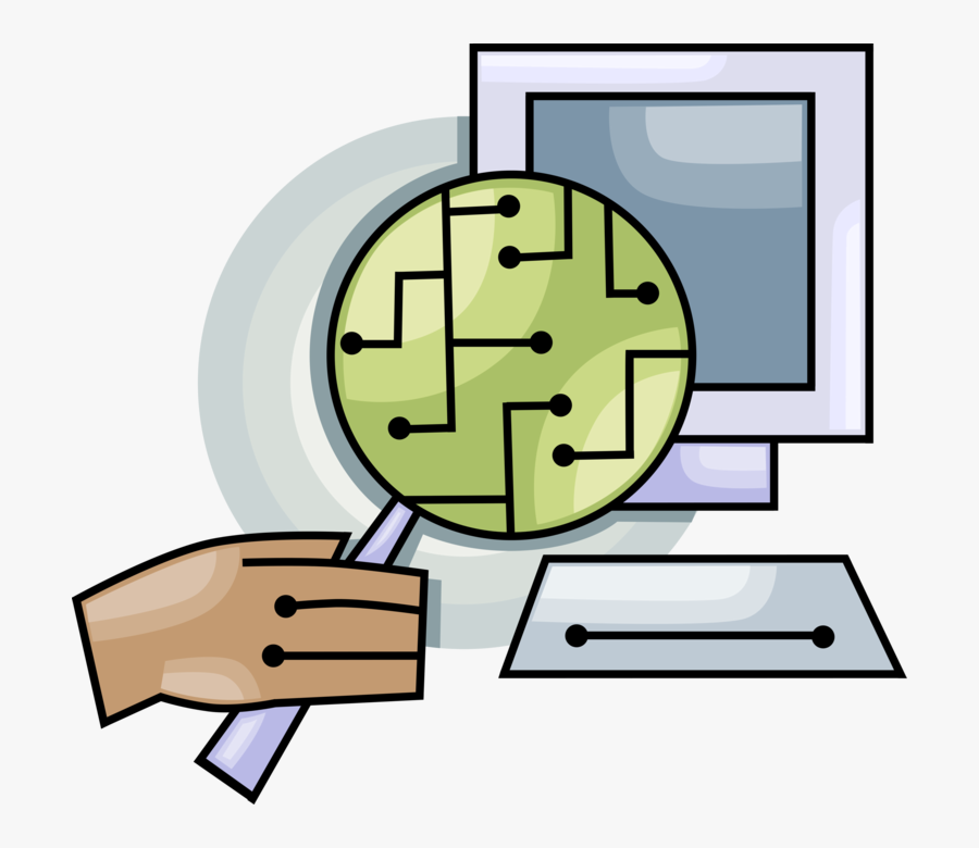 Vector Illustration Of Hand Holds Magnifying Glass, Transparent Clipart