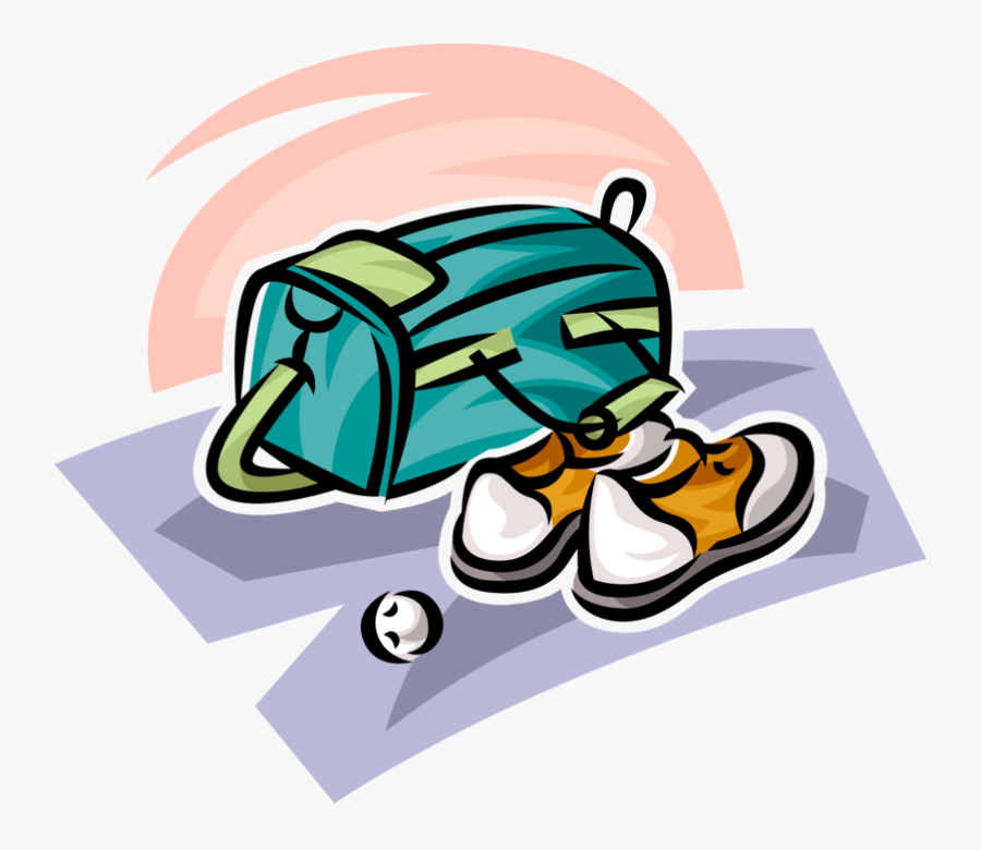 Vector Illustration Of Golfer"s Sports Bag And Footwear - Illustration, Transparent Clipart