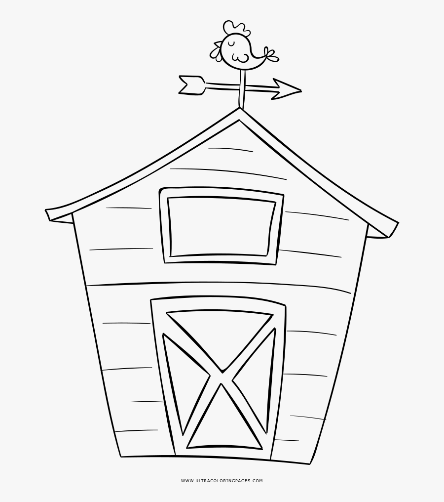 Barn Coloring Page - Line Art, Transparent Clipart