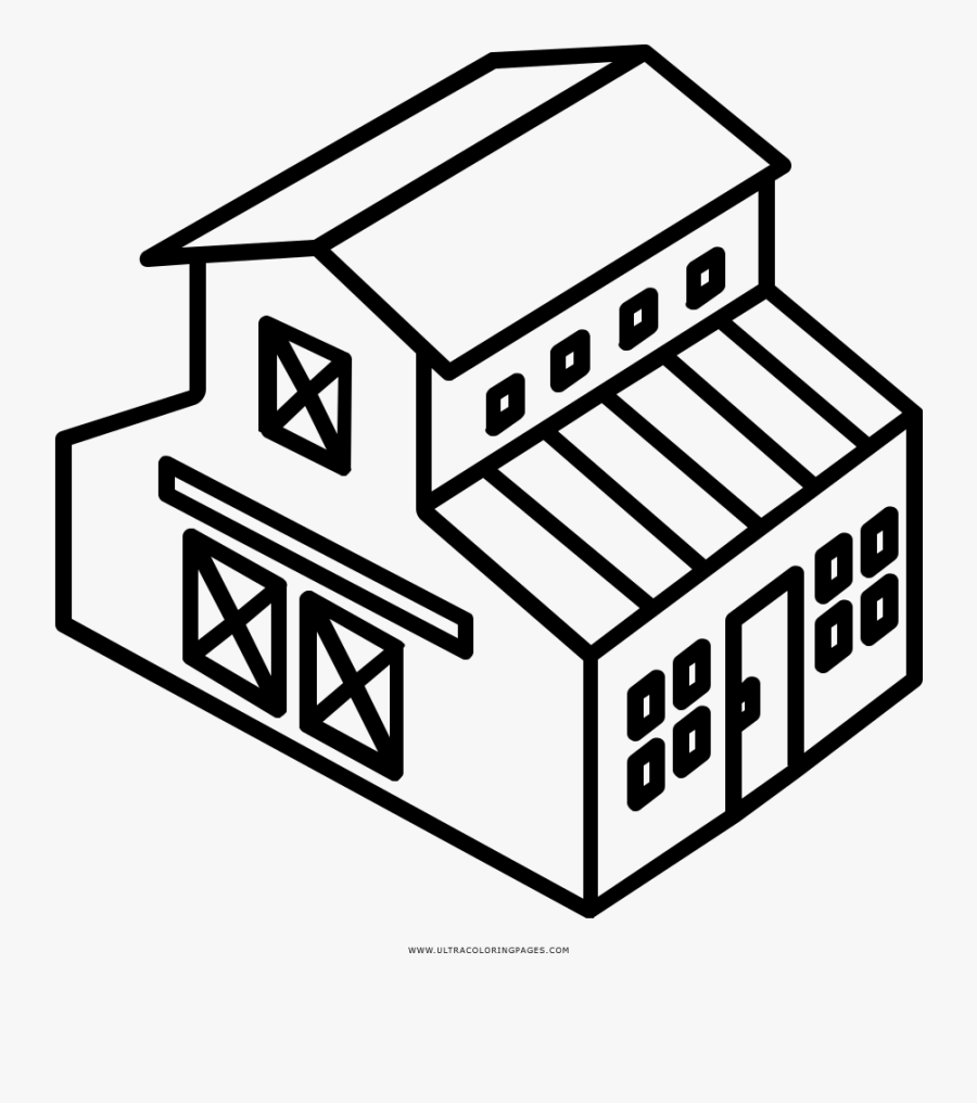 Barn Coloring Page - Gift Cliparts Black And White, Transparent Clipart