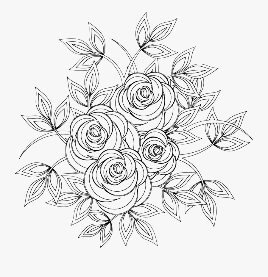 Roses 7 - Flower Drawing For Colouring, Transparent Clipart
