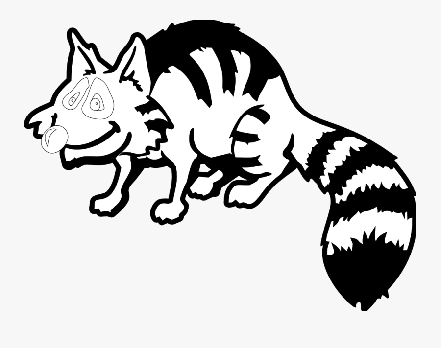Raccoon Black White Line Tzunghaor Hunky Dory Svg Colouringbook - Animales Vertebrados En Blanco Y Negro, Transparent Clipart