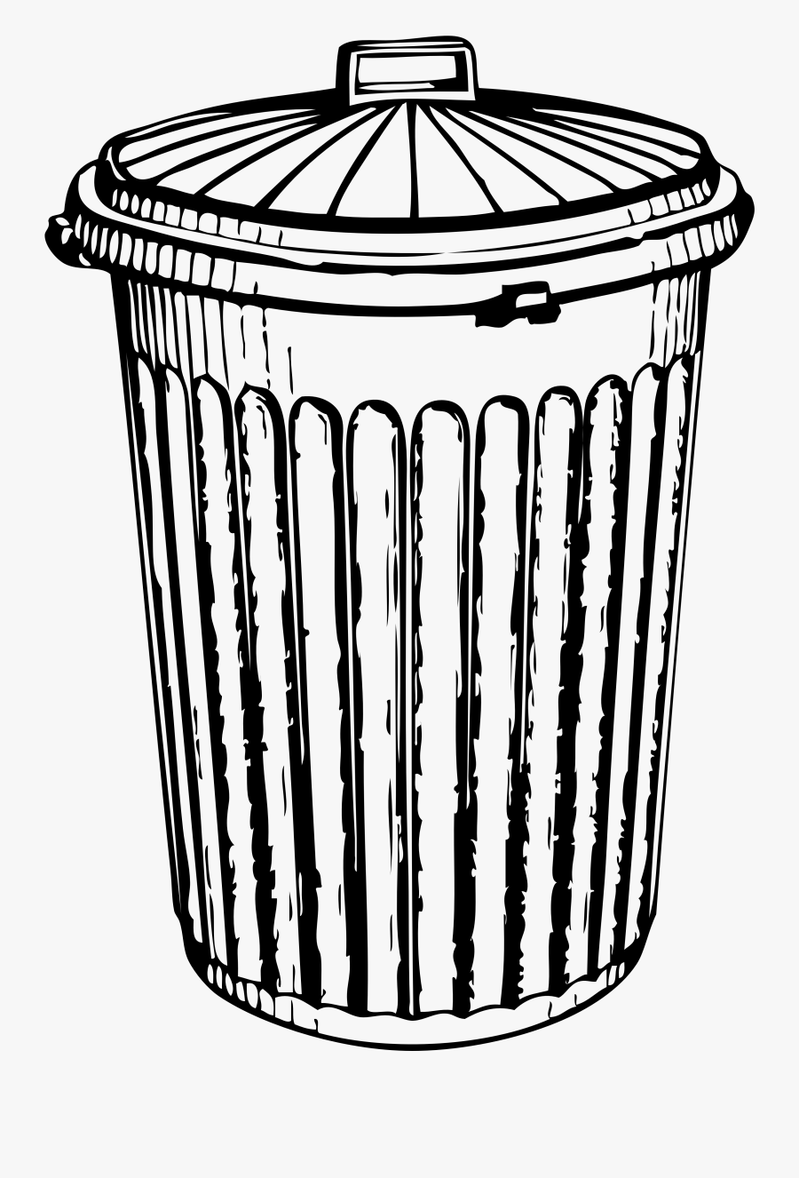 Clipart Of Detailed, Areas And Fin - Trash Can Black And White, Transparent Clipart