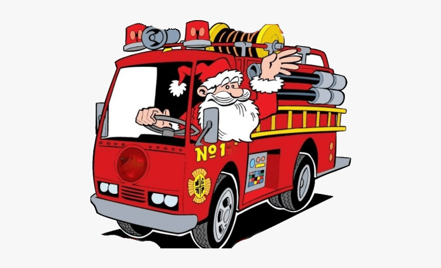 Santa And Fire Truck, Transparent Clipart