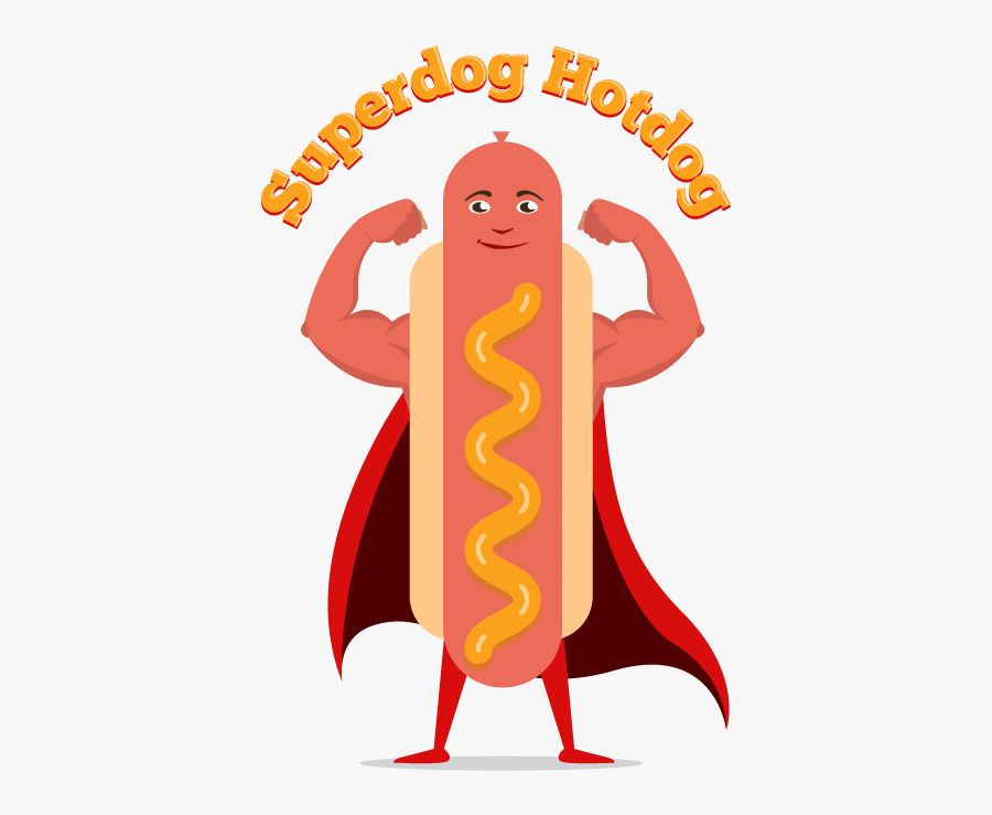 Superdog Hotdog - Cartoon, Transparent Clipart