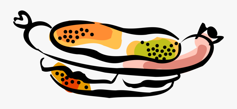 Vector Illustration Of Cooked Hot Dog Or Hotdog Frankfurter, Transparent Clipart