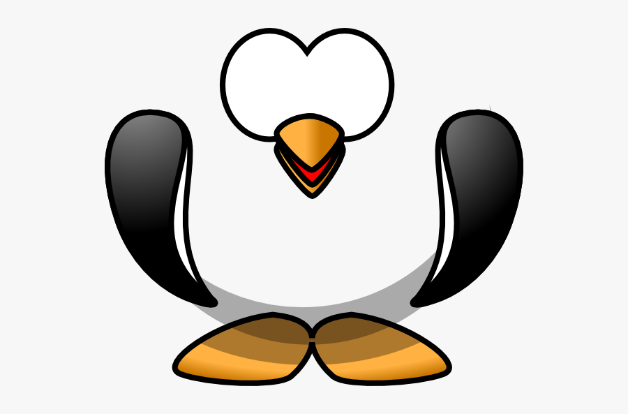 Penguin With Beak Slightly Open Clip Art - Cartoon Penguin Wing, Transparent Clipart