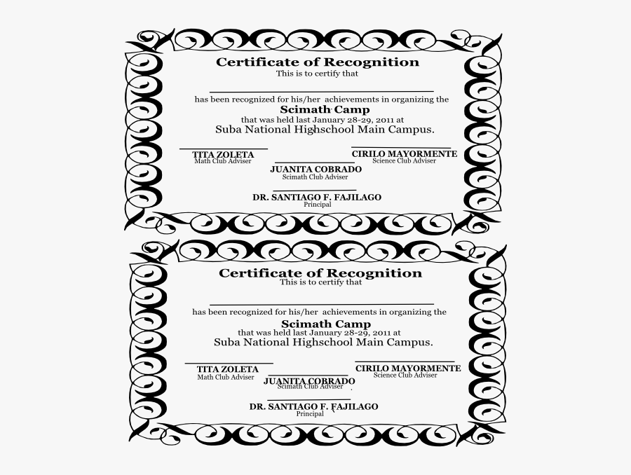 Certificate For The Scimath, Transparent Clipart