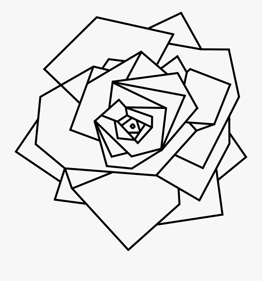 Transparent Geometric Shapes Clipart Black And White - Geometric Rose, Transparent Clipart
