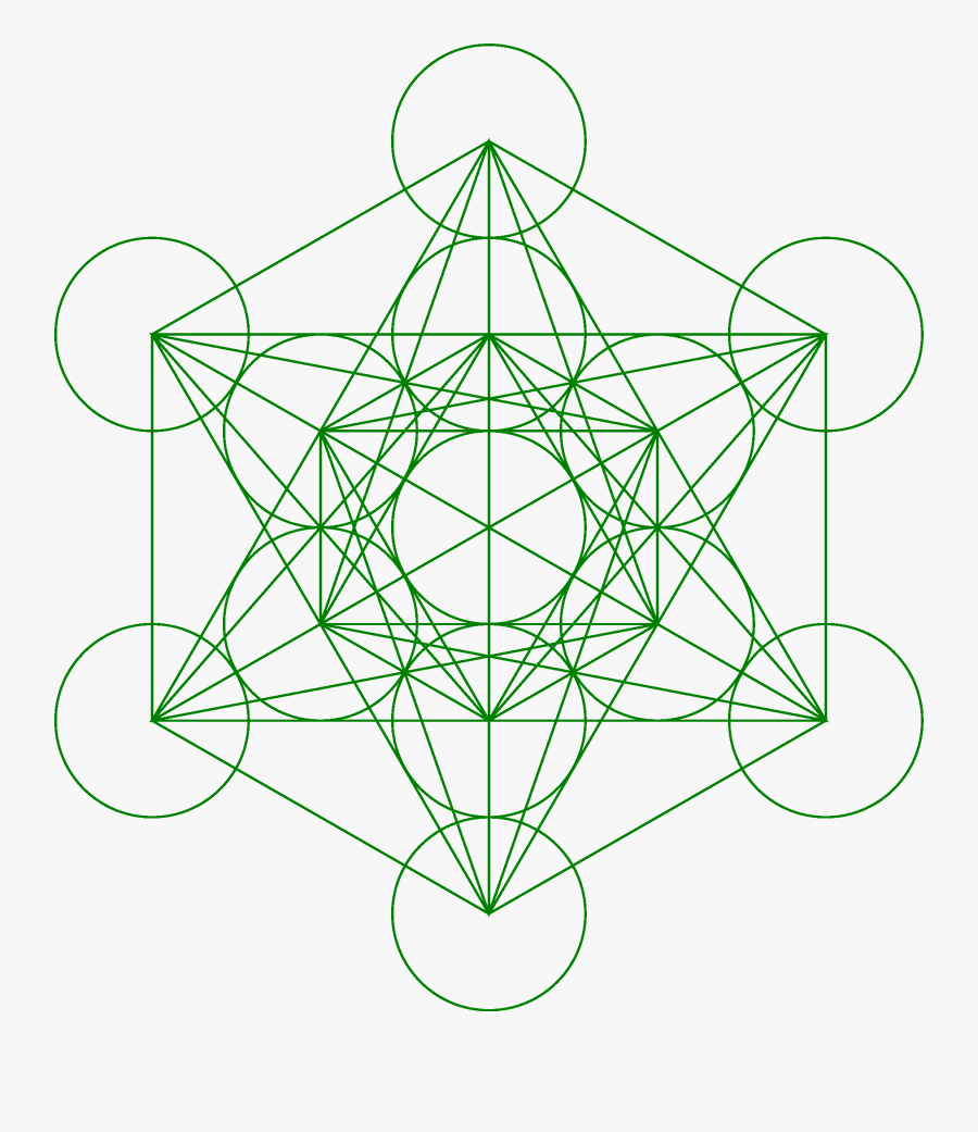 Metatrons Cube 133 Green - Sacred Geometry Metatron Cube, Transparent Clipart