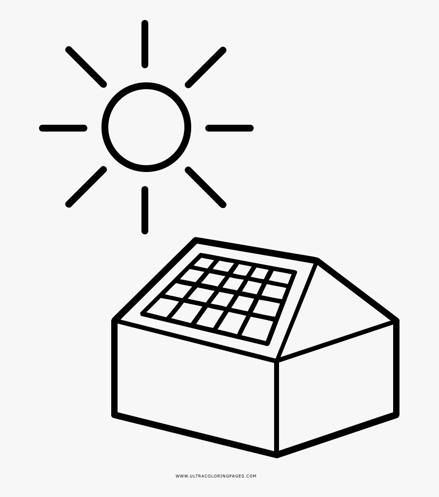 Solar Panel Coloring Page - Solar Energy Easy To Drawing, Transparent Clipart