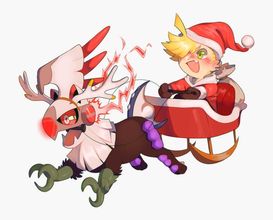 #pokemon #gladion #silvally #christmas #santa #sleigh - Pokemon Merry Christmas Fan Art, Transparent Clipart