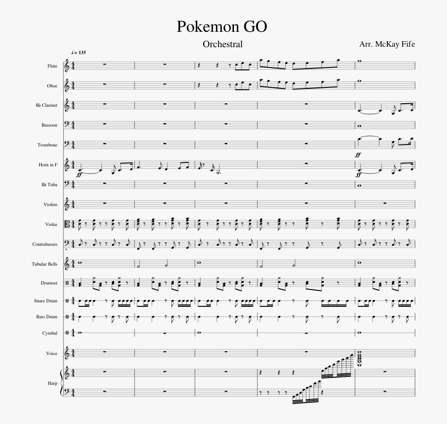 Clip Art Song Sheet Music For - Play Pokemon Go Trumpet, Transparent Clipart