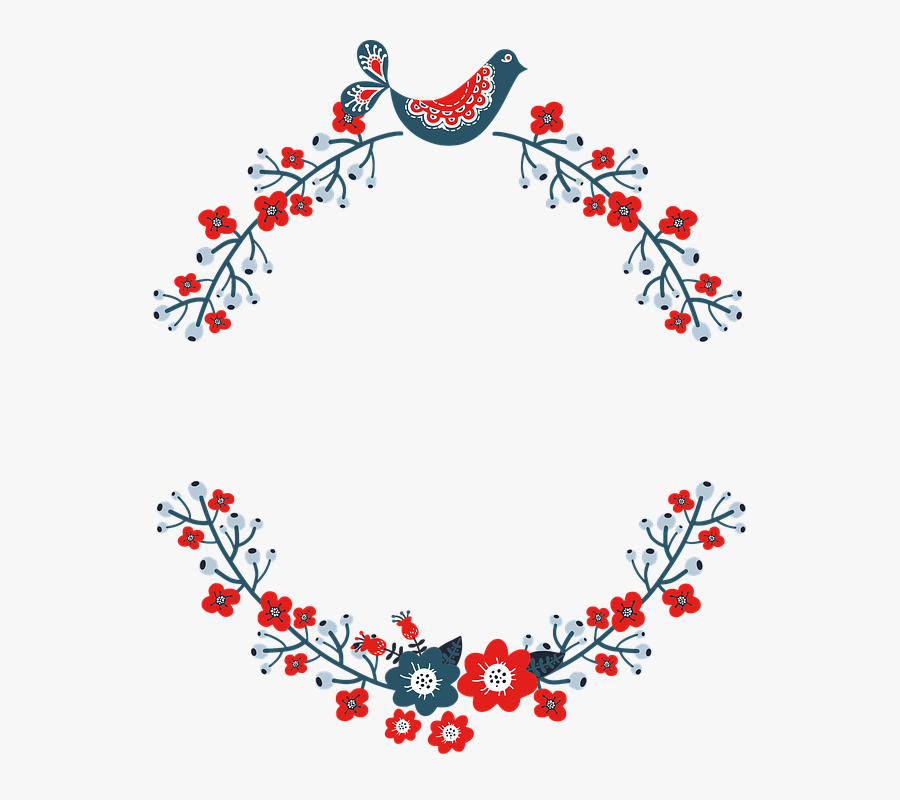 Wreath, Frame, Floral, Flourish, Border, Decorative - Merry Christmas Greetings Stickers, Transparent Clipart