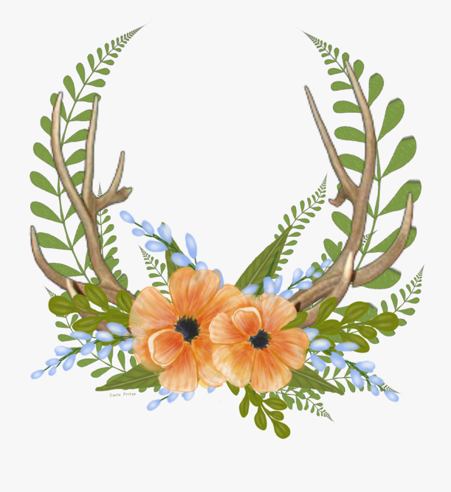 #folwers #antlers #floral #wreath #freetoedit - Portable Network Graphics, Transparent Clipart