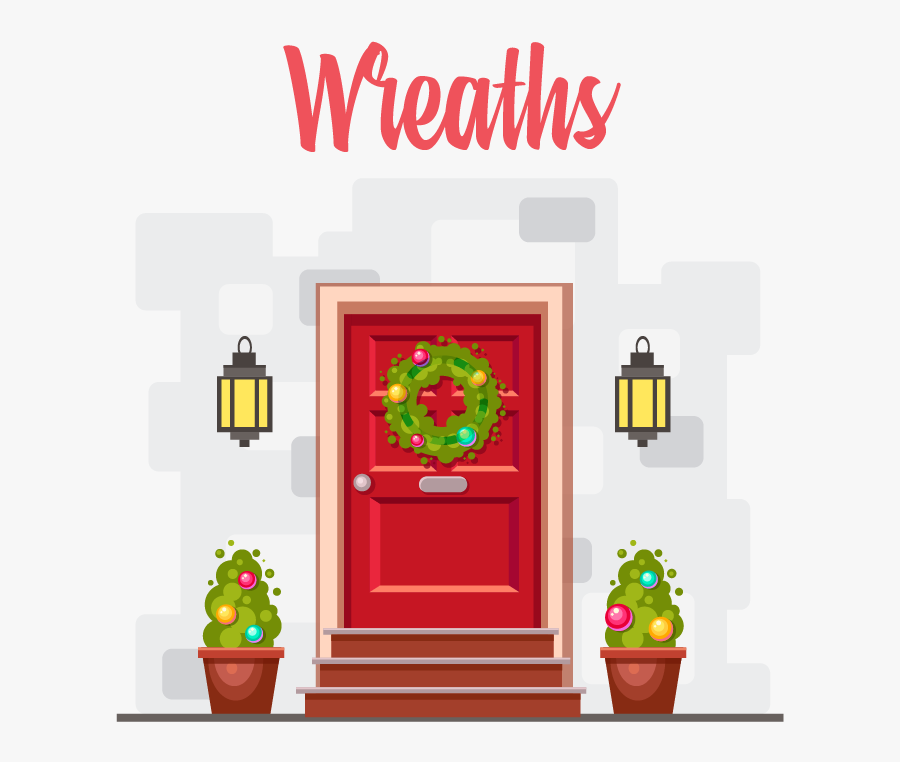 Wreath On Door Cartoon, Transparent Clipart