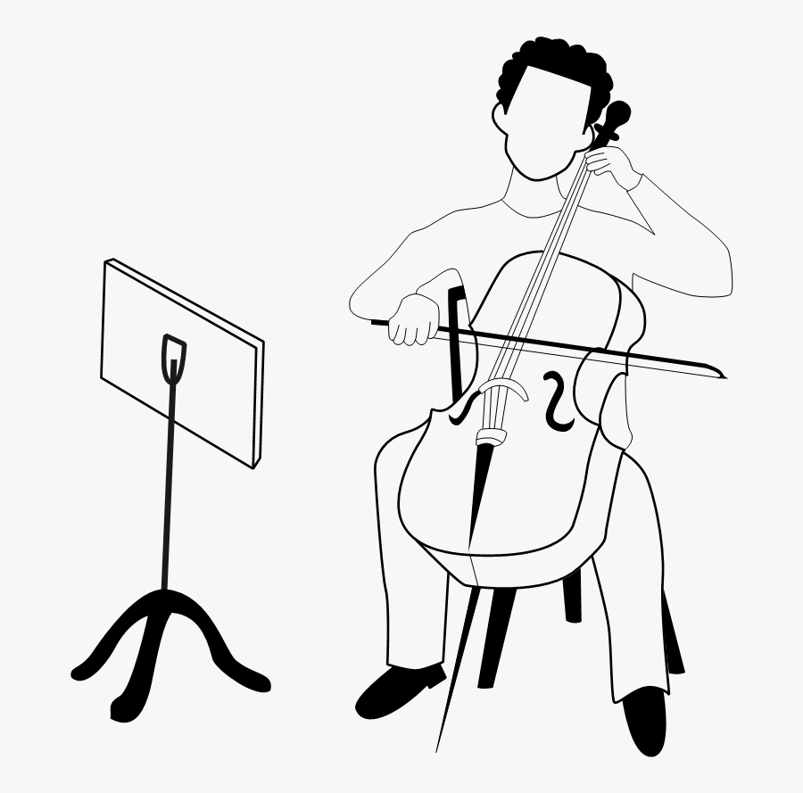 Figure 2a Is A Drawing Of A Cellist During A Performance - Cartoon, Transparent Clipart