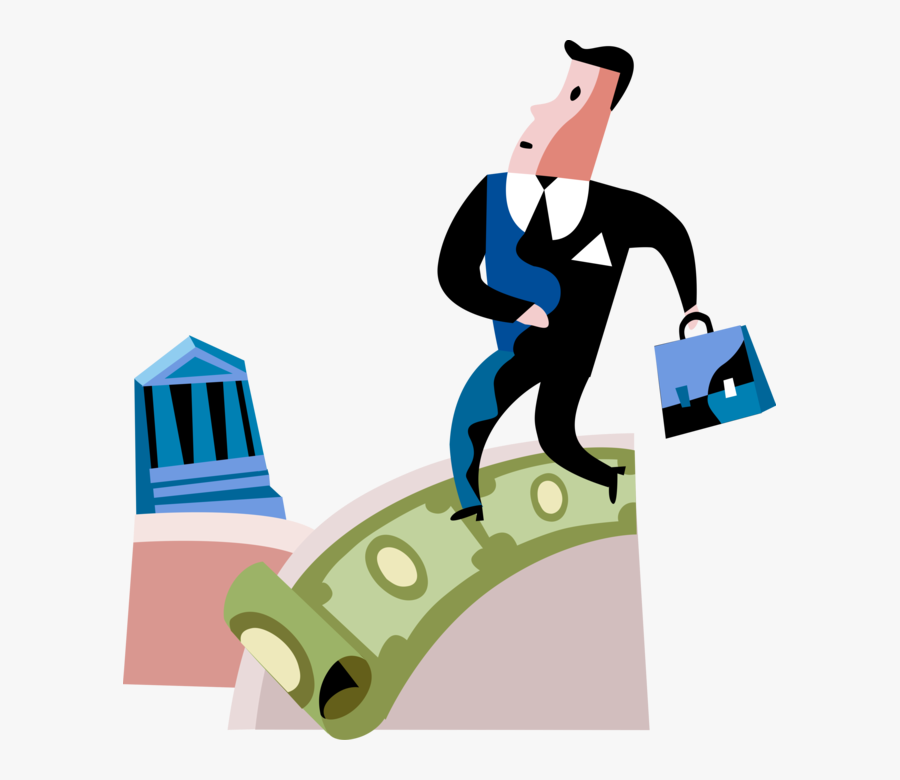 Vector Illustration Of Businessman Walks Sidewalk Paved, Transparent Clipart