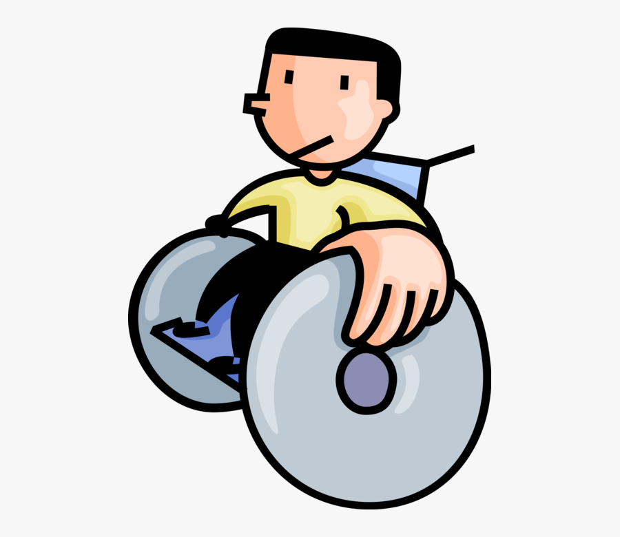 Vector Illustration Of Disabled Boy In Handicapped - Boy In Wheelchair, Transparent Clipart