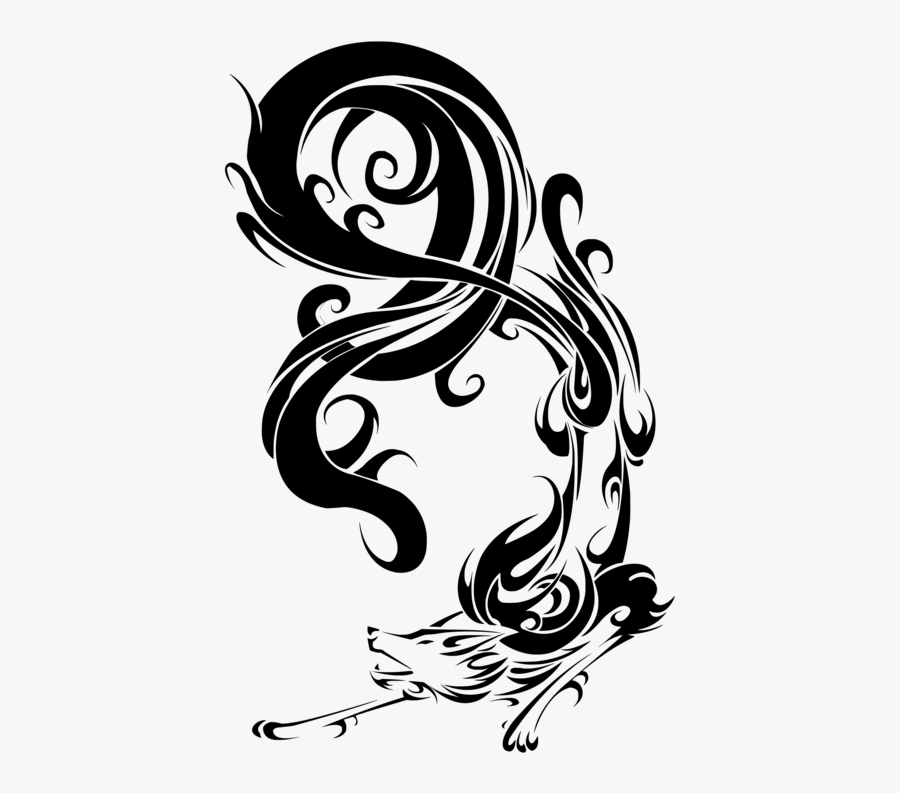 Art,monochrome Photography,graphic Design - Wolf Drawing Black And White, Transparent Clipart