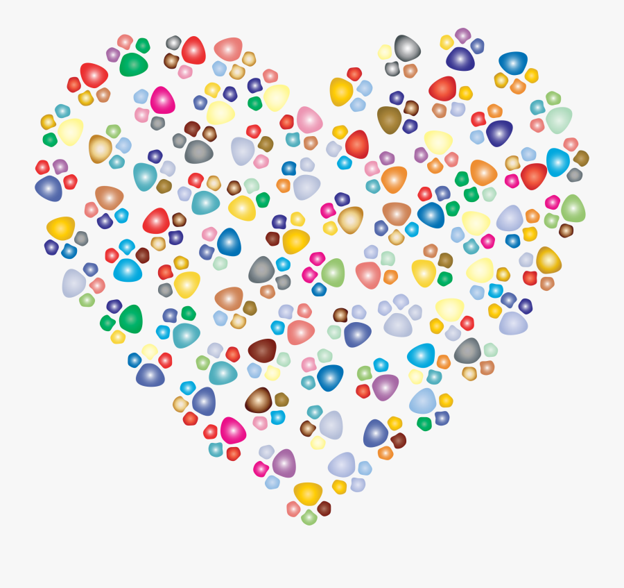 Heart,area,line - Cat Paw Prints Heart, Transparent Clipart