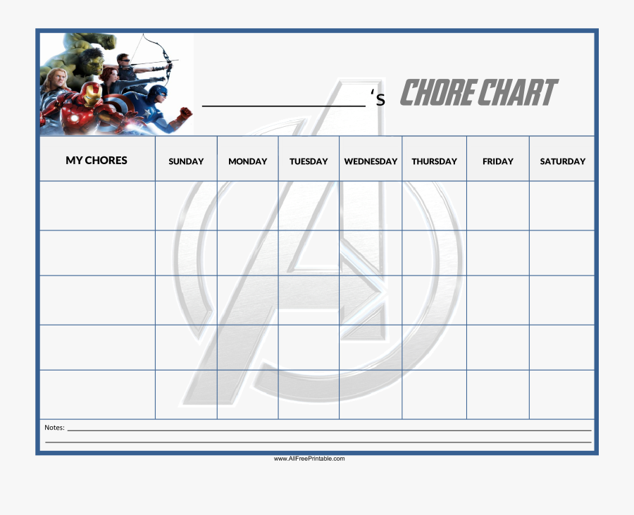 Clip Art Chores Templates - Avengers Chore Chart, Transparent Clipart