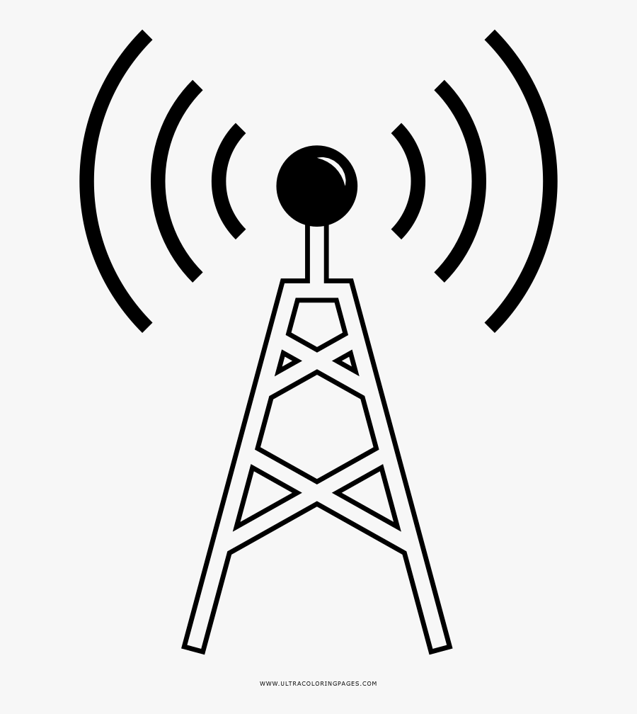 Radio Tower Coloring Page - Torres De Radio Para Dibujar, Transparent Clipart
